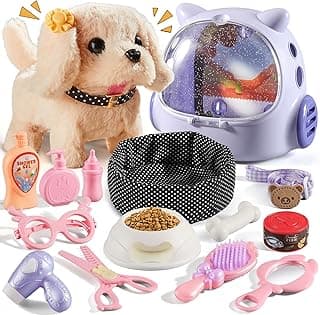 Vanvimen 16 Pcs Robot Dog Toys for Girls, Toys for 3 4 5 6 7 8 Year Old Girls Kids Boys, Realistic Robot Puppy Toddlers Girl Toy for 5-7 6-8, Ideas Birthday Gifts for Girl 3 4 5 6 Year Old