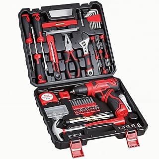8V Cordless Drill Set, 132-Piece Home Tool Set for DIY & Home Improvement | Rechargeable Drill with LED Light & Accessories for Women, Men, Homeowners, Beginners, Furniture Assembly, Repairs