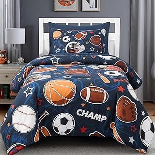 Twin Comforter Set for Boys-5 Pieces Ball Glow in the Dark Bedding Set | Soft Bed in A Bag Twin with Sheet, Pillowcases & Shams