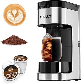 CHULUX SoloBrew Single Serve Coffee Maker for K Cup Pod with Ground Filter | 3 Brew Sizes with Strong & Over Ice Buttons, 14 oz Removable Water Tank, 1000 Watts Instant Heating, Stainless Steel Housing