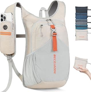 15L Small Hiking Backpack for Men Women Foldable Packable Back Pack Ultralight Hiking Daypack for Travel Camping Outdoor, Beige