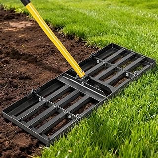 30in Lawn Leveling Rake | Yard Leveling Rake with 78" Adjustable Steel Handle, Heavy Duty Effort Saving Landscape Leveler for Golf Course Soil Sand