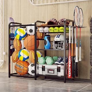 Homsorout Garage Sports Equipment Organizer, Ball Storage for Gear and Toys, Large Capacity, Sports Organizer for Garage with Hooks and Baskets