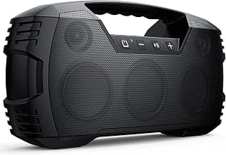Outdoor Bluetooth Speaker, IPX7 Waterproof, 90W Peak, 32H, Black | Floating design, deep bass, TWS stereo, portable handle, rugged build for pool days, beach trips, kayaking, and hiking