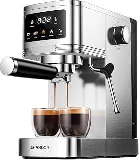 SHARDOR Espresso Machine 20 Bar, Professional Espresso Machine with Milk Frother and Touchscreen, Expresso Coffee Machines with Adjustable Temperature,for Cappuccino, Latte, Stainless Steel, Silver