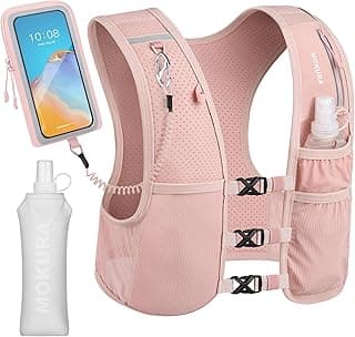MOKURA Running Vest for Women Men with 500ML Soft Flask & Phone Holder | Lightweight Hydration Vest | Reflective Running Backpack | Adjustable Run Pack Water Bottle | Runner Marathon Essentials