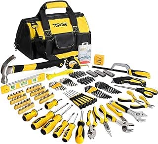 TOPLINE 390-Piece Home Tool Kits, 14-Inch Tool Bag with Tools Included | Tool Kit with Bag, Wide Mouth Tool Bag, Home Tool Set for Men, Home Repair Tool Kit for General Maintenance, Daily Use