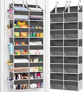 5-Tier Over Door Organizer, 10-Compartment Wide Storage Rack | 20" wide, 80 lbs for heavy family use, 10 side pockets, fits doors for closet, nursery, entryway, dorm, RV, laundry room
