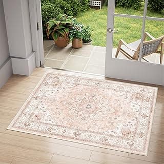 2x3 Washable Nursery Girls Low Pile Area Rug Pink | Non-Slip Soft Rugs for Bedroom Kids Playroom Living Room, Print Pattern Water Repellent Carpet Indoor Decor