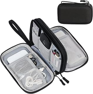 FYY Electronic Organizer, Travel Tech Pouch Bag, Cable Organizer Black | Wrist Strap, Waterproof, Double Layers Portable Electronics Travel Carrying Case for Cord, Charger, Daily Business Trips Use