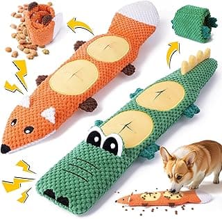 XIUGOAL Dog Toys for Aggressive Chewers, 2 Pack No Stuffing Dog Toys for Boredom and Teething, Squeaky Chew Toy for Small, Medium Breed to Keep Them Busy