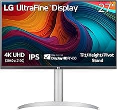 LG 27UP650K-W 27-inch Ultrafine 4K UHD (3840 x 2160) IPS Computer Monitor, 60Hz, 5ms, DisplayHDR 400, Reader Mode, Flicker Safe, HDMI, DisplayPort, Tilt/Height/Pivot Adjustable Stand, White | Displayhdr 400, 95% Dci-P3, 5ms Gtg, 2x HDMI, Dp1.4, Adjustable Stand, 3.5mm Out