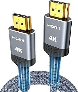 Highwings HDMI Cable 6.6 ft, 4K Ultra High Speed HDMI to HDMI Cord | HDMI 2.0, 18Gbps, 48 bit, Braided, Ethernet, ARC, 3D, HDCP 2.2, ARC, HDR, Compatible with Wall-mounted HDTV/ Monitor/ Roku