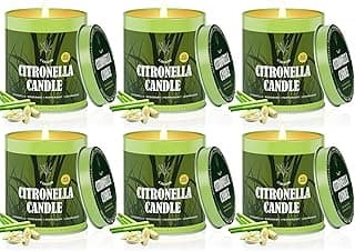 Citronella Candles Outdoor Set for Camping and Patio, 9oz 6 Pack | Naturals Soy Wax Candles, Essential Oils, 50Hr Burn Time, Citronella Candles for Camping Backyard, Gifts for Men Women