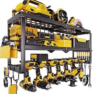 320lbs Power Tool Organizer Wall Mount with Charging Station Shelf | Heavy Duty 7-Drill Holder Wall Mount with Screwdriver Organizer. Tool Shelf for Garage, Workshop, Shed & Cordless Drills