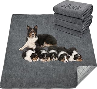 LOOBANI 2 Packs Extra Large Reusable Dog Mat for Floor, Non-Slip Washable Pee Pads for Dogs, Fast Absorbent Pet Whelping Pads, Puppy Playpen Mat for Incontinence, Housebreak, Crate (36"x48"-Gray) | Leak-Proof and Non-Slip Reusable Puppy Pads, Machine Washable, Whelping Pads for Crate, Playpen, Incontinence, Housebreaking