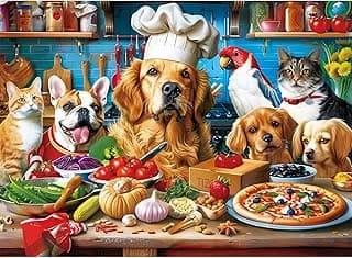 500 Piece Puzzles for Adults, Funny Puppy Animal Jigsaw Puzzles, Food Kitchen Jigsaw Puzzle, Animal Pet Lover Challenging Puzzles for Friends Family Activity Game Nights Gifts, 20.5×15 in