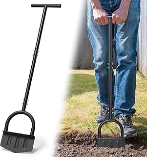 Manual Edger Lawn Tool, 39 Inch V-Shaped Garden Lawn Edger with Foot Pedal & T-Handle for Lawn Care, Heavy Duty Hand Lawn Edging for Driveway, Garden Bed, Sidewalk