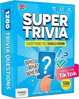 Super Trivia Game for Adults with 1200 Questions - Fun Board Game for Adults - Family Road Trip Travel Game for the Pursuit of Trivial Knowledge