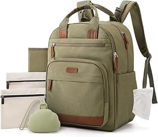 mommore Baby Diaper Bag with Waterproof Changing Pad, Green