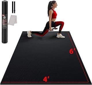GymCope Large Exercise Mat for Home Workouts, 12x6/10x6/9x6/8x6/7x5/6x4 ft | (7mm) Extra Thick Workout Mat, High-Density Gym Mat for Cardio, Jump Rope, MMA, Weights (Shoe-Friendly)