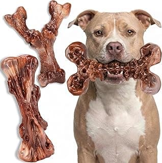 Kseroo 3-Pack Indestructible Dog Chew Toys for Aggressive Chewers, 25-90lbs | Bacon Flavored Rock-Hard Solid Nylon Dog Bones for Medium & Large Breeds, Keeps Them Busy, Dental Textured, Long Lasting - XL