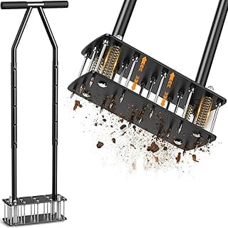 Knee-Friendly Lawn Aerator Tool, Spring Loaded Self-Cleaning Spike Aerator | Manual Lawn Aerator for Yard, Soil Loosening, Lawn Care and Garden Aeration