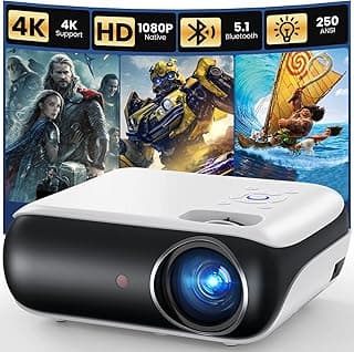 HAPPRUN Native 1080P Outdoor Smart Projector-Standard | Native 1080P • Mini & Portable • Easy Setup • Built-in Speaker • Indoor & Outdoor • Phone, Laptop & PS5 Compatible