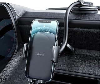 Qifutan Cell Phone Holder for Car Phone Mount Long Arm Dashboard Windshield Car Phone Holder Anti-Shake Stabilizer Phone Car Holder Compatible with All Phone Android Smartphone, Black