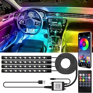 BFXM Car Interior Lights, LED Lights Strip with USB Adapter Car Accessories | LED Lights for Car, Car Ambient Lighting, App & Remote Control Music Sync Color Change Lights for Truck Car Decor
