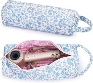 Hair Tool Organizer Travel Bag for Curling Irons & Dryers (Blue Flower)