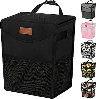 Pritent Car Trash Can with Lid Leakproof Car Garbage Bag Vehicle Trash Bin | Hanging Automotive Garbage Can,Multipurpose Car Accessories for Women Men Interior Car Storage Organizer(2 Gal,Black)