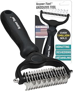Maxpower Planet Hair Brush - Double Sided Shedding, Dematting Undercoat Rake for Dogs and Cats, Extra Wide Dog Grooming Brush, Reduce Shedding by 95%, Black | Deshedding & Dematting, Extra-Wide Double-Sided Comb, Long-Haired Coats, Reduces Shedding, Original Design