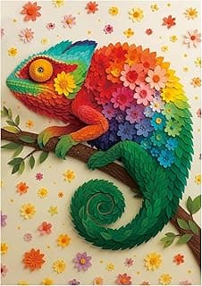 BenBen Puzzles for Adults 500 Pieces, Floral Chameleon Jigsaw Puzzles | Patterned Back Jigsaw Puzzles, Thick Cardboard Pieces, Snug Fit, Challenging Puzzles for Family Game Night, Home Décor
