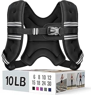 Zeerun Weighted Vest, 6lb/8lb/10lb/12lb/15lb/18lb/20lb/24lb/30lb for Men Women, Reflective Stripe Adjustable Buckle, Comfortable Durable Rucking Vest for Walking Running Strength Training