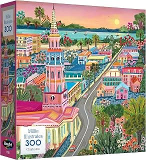 RoseArt - Millie Illustrates - Charleston South Carolina 300 Piece Jigsaw Puzzle, Colorful Modern Travel Art Illustrated Puzzles for Adults