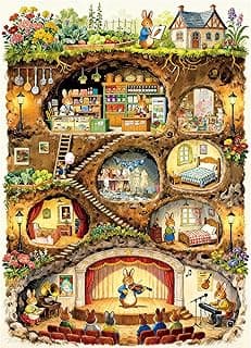 HUADADA Jigsaw Puzzle for Adults 1000 Pieces, Eye Protection, Rabbit House Theme, Birthday Gifts for Women and Men
