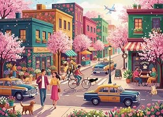 Nattork Jigsaw Puzzles 1000 Pieces for Adults, Families (Sakura Strasse) Pieces Fit Together Perfectly