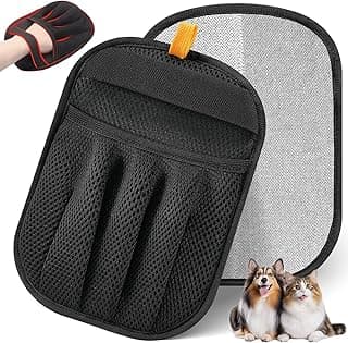 Pet Hair Removal Glove Cat & Dog, Electrostatic Reusable Hair Remover Tool | Upgraded washable 5-Finger pet hair remover works for laundry, couch, carpet & car seat, removes dog and cat fur easily