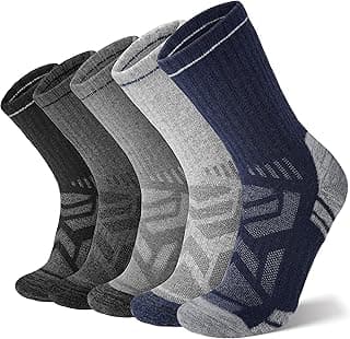 ANTSANG Merino Wool Hiking Socks, Enhanced Breathability, for Men and Women | Targeted Cushion, Stabilization System, Dynamic Mesh Ventilation, Thermal, Moisture-Wicking, Crew Socks, 5 Pairs