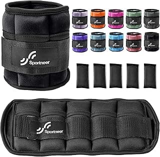 Sportneer Adjustable Ankle Weights Set - 1 Pair (2-10 lbs) Removable Sandbags for Women & Men, Comfortable Neoprene Leg Weights for Walking, Running, Pilates, Yoga, Home Workout & Physical Therapy