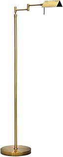 O’Bright Dimmable LED Pharmacy Floor Lamp, 12W LED, Full Range Dimming, 360 Degree Swing Arms, Adjustable Heights, Standing Lamp for Reading, Sewing, and Craft, ETL Listed, Antique Brass (Gold)