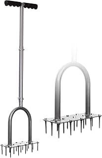 Walensee Aerator Lawn Tool, 15-Spike Manual Lawn Aerator Tool for Yard