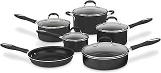 Cuisinart Pots and Pans Set, Nonstick w/Aluminum Core, 11-Piece, Black | 55-11BK, 11-pc pots and pans set non stick, dishwasher safe & oven safe to 350°F, features aluminum core & easy grip handles