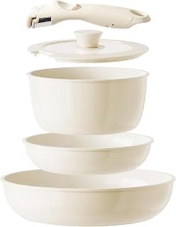 Redchef Ceramic Pots and Pans Set Non Stick, Detachable Cookware Set 5 Pcs
