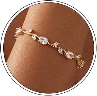AAA Cubic Zirconia Dainty Rose Floral Gold Bracelet Jewelry for Women