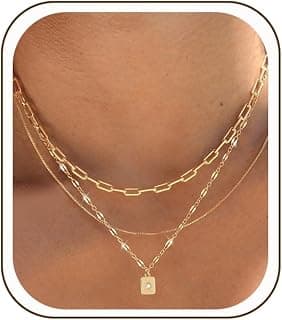 Layered Gold Necklaces for Women, 14K Plated Dainty Stackable Pendant Set