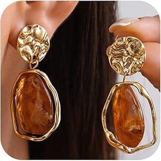 Statement Brown Irregular Crystal Drop Dangle Earrings for Women Trendy