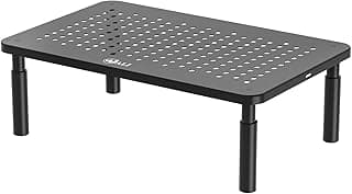 WALI Computer Monitor Stand for Desk, Adjustable Laptop Riser, up to 44 lbs | Monitor Riser Under-Desk Storage, Fits Monitors, Laptops, Printers, for Home, Office, School Supplies (STT003), 1 Pack, Black