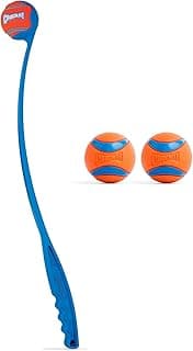 Chuckit! Ultra Ball and Launcher Bundle, Classic 26M with 2 Medium Balls | Bundle Includes a 26 In Launcher and 2 Bouncy Medium 2.5 in Fetch Balls Built for Dogs 20-60 lbs, Perfect for Active Play